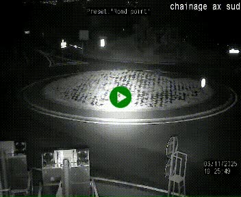 Webcam au nord d'Ax-les-Thermes au niveau de l'aire de chaînage de la N20. Vue orientée vers les Pyrénées, en direction de Pas de la Case