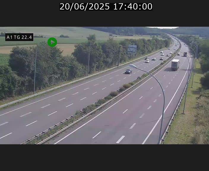 Traffic live webcam Luxembourg Flaxweiler - A1 direction Luxembourg - BK 22.4