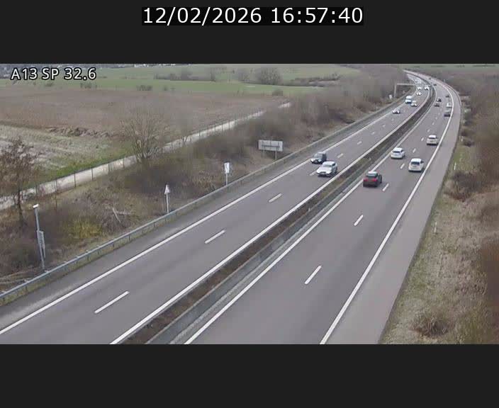 Webcam info trafic A13 à hauteur de Mondorf-les-bains. Vue orientée vers Altwies