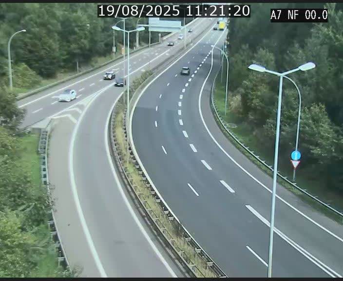 Caméra autoroute Luxembourg A7 - Echangeur A1/A7 Grünewald direction Tunnel Stafelter