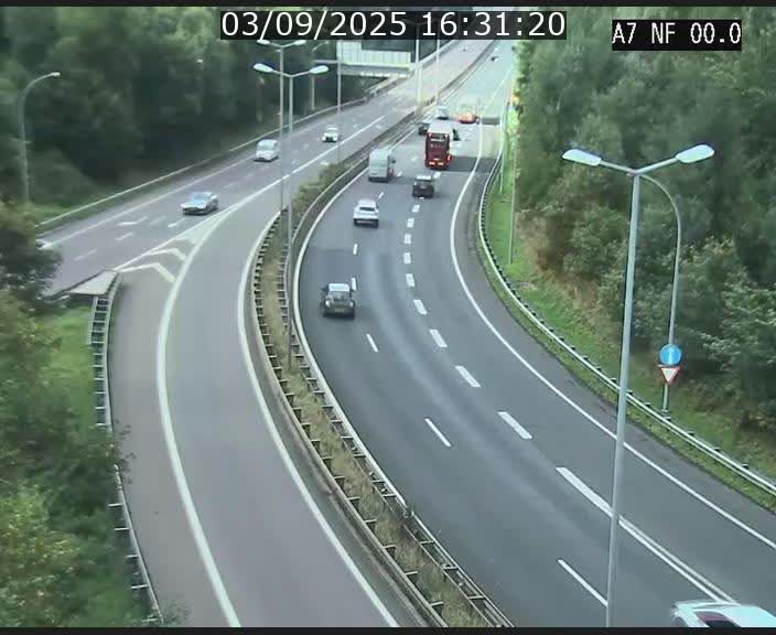 Caméra autoroute Luxembourg A7 - Echangeur A1/A7 Grünewald direction Tunnel Stafelter