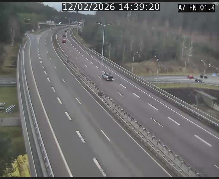 Caméra autoroute Luxembourg A7 - Tunnel Stafelter - direction Echangeur Grünewald