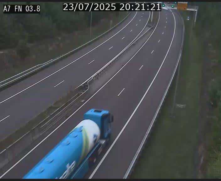 Caméra autoroute Luxembourg A7 - Passage à gibier Rëngelbour - direction Tunnel Stafelter