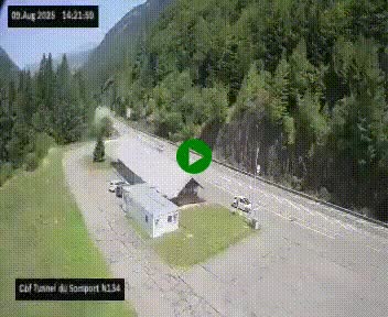 Webcam à l'entrée du tunnel du Somport, côté français, sur la N134, dans les Pyrénées, en direction de l'Espagne, à 1116 mètres d'altitude