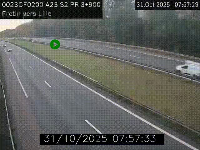 Webcam autoroute A23 à hauteur de Fretin. Vue orientée vers Lille
