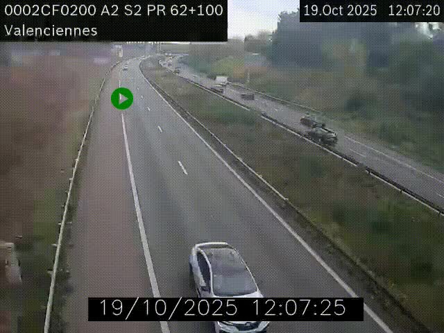 Webcam autoroute A2 à Valenciennes. Vue orientée vers Maubeuge et Mons (Belgique)