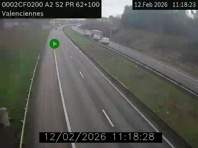 Webcam autoroute A2 à Valenciennes. Vue orientée vers Maubeuge et Mons (Belgique)