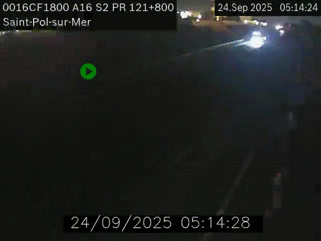 Webcam autoroute A16 à proximité de Dunkerque, à hauteur de la sortie Saint-Pol-sur-Mer. Vue orientée vers Calais