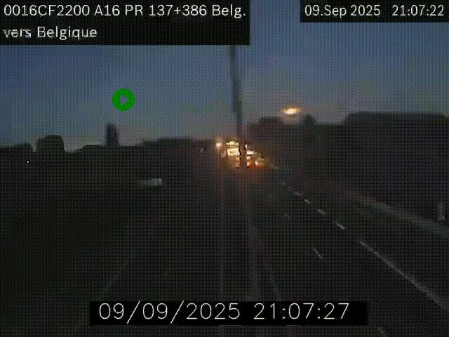 Webcam à la frontière franco-belge au niveau de Bray-Dunes/De-Panne sur l'autoroute A16. Vue orientée vers la Belgique