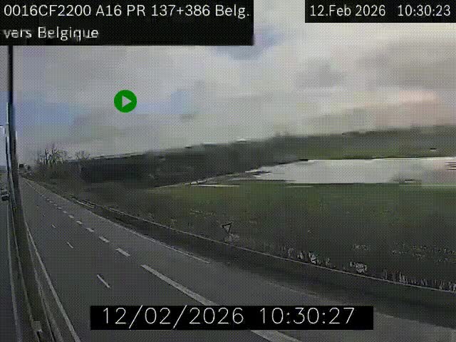 Webcam à la frontière franco-belge au niveau de Bray-Dunes/De-Panne sur l'autoroute A16. Vue orientée vers la Belgique