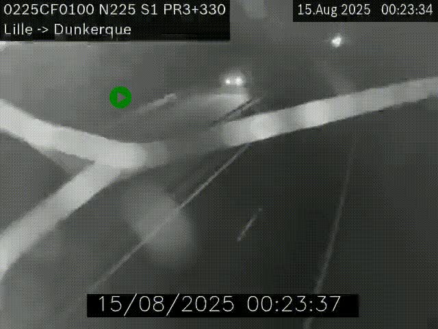 Webcam autoroute A25 (N225) à hauteur de Bergues (Bierne). Vue orientée vers Dunkerque.