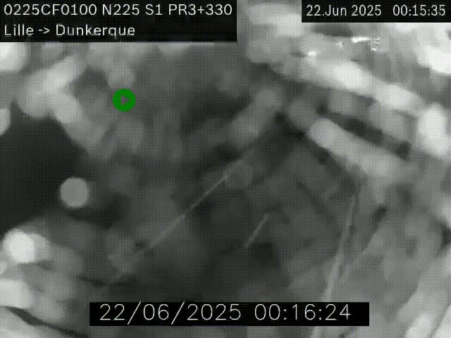 Webcam autoroute A25 (N225) à hauteur de Bergues (Bierne). Vue orientée vers Dunkerque.