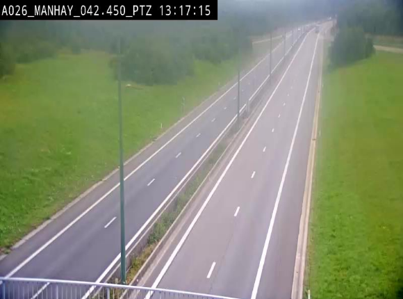 Webcam autoroute A26/E25 à hauteur de Manhay, à la jonction avec la N651 en direction de Liège - BK 42.4