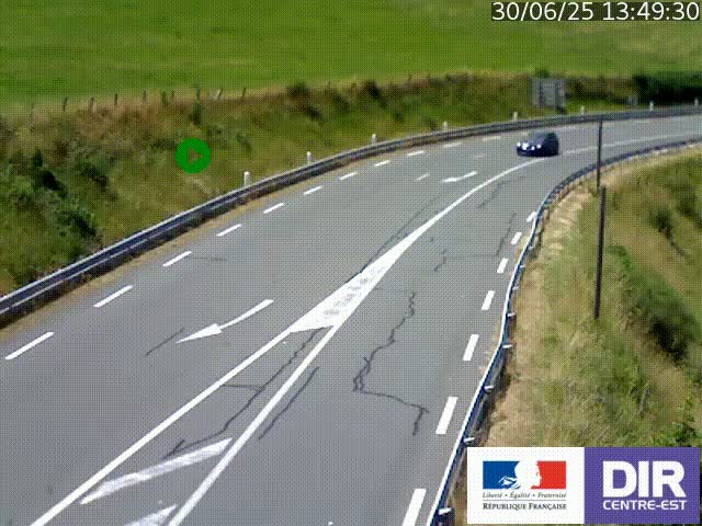 Webcam sur le col Pin Bouchain, vue orientée vers Roanne, en provenance de Lyon sur la nationale 7 (N7)