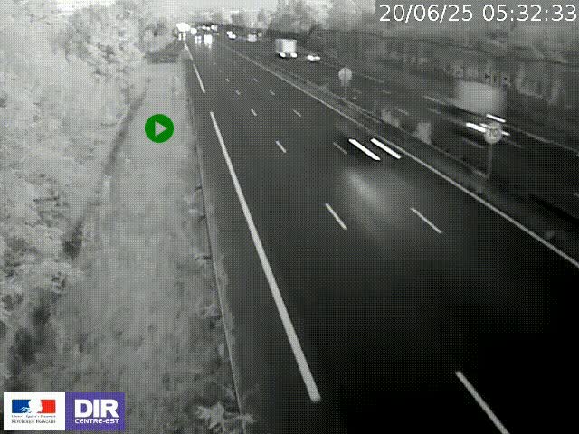 Webcam à Bron sur l'A43 à la jonction avec le boulevard périphérique de Lyon (D383). Vue orientée vers Lyon