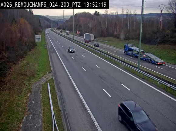 Webcam E25/A26 à Aywalle, à hauteur de Spa. Vue orientée vers Liège