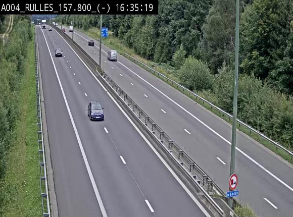 Webcam à Marbehan sur l'E411 à hauteur de la sortie 28a Rulles. Vue orientée vers Bruxelles