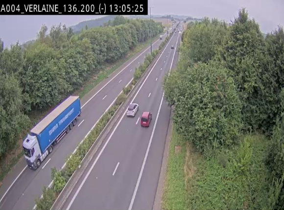 Webcam sur l'E411 à hauteur du pont surplombant la N40, à proximité de la sortie 26 Verlaine - Libramont-Chevigny. Vue orientée vers Namur