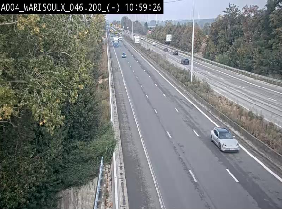 Webcam sur l'E411 à proximité de la jonction avec l'E42 à Warisoulx. Vue orientée vers le nord