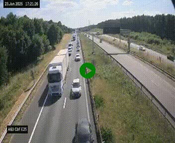 Webcam autoroute A63 en périphérie de Bordeaux au sud-est de la ville, en provenance du bassin d'Arcachon. Vue orientée vers Bordeaux