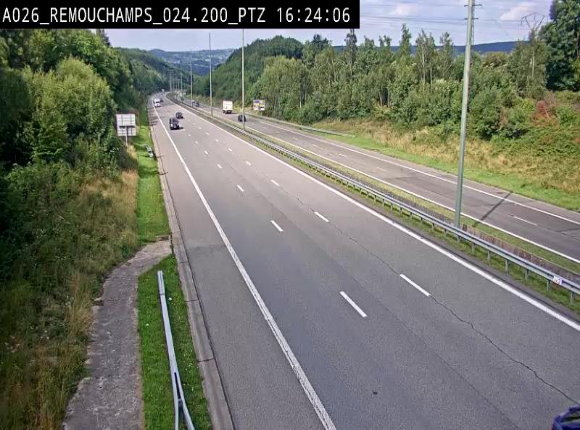 Webcam E25/A26 à Aywalle, à hauteur de Spa. Vue orientée vers Liège