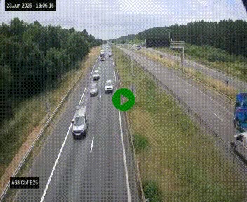 Webcam autoroute A63 en périphérie de Bordeaux au sud-est de la ville, en provenance du bassin d'Arcachon. Vue orientée vers Bordeaux