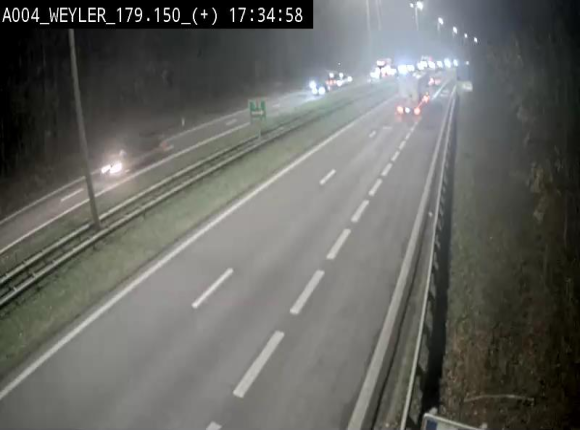 Webcam entre la sortie Arlon et la sortie Weyler sur l'E411. Vue orientée vers Luxembourg