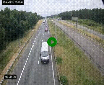 Webcam autoroute A63 en périphérie de Bordeaux au sud-est de la ville, en provenance du bassin d'Arcachon. Vue orientée vers Bordeaux
