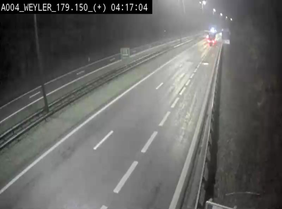 Webcam entre la sortie Arlon et la sortie Weyler sur l'E411. Vue orientée vers Luxembourg