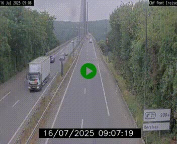 Webcam sur la N165 après le Pont de l'Iroise, à l'entrée de Brest