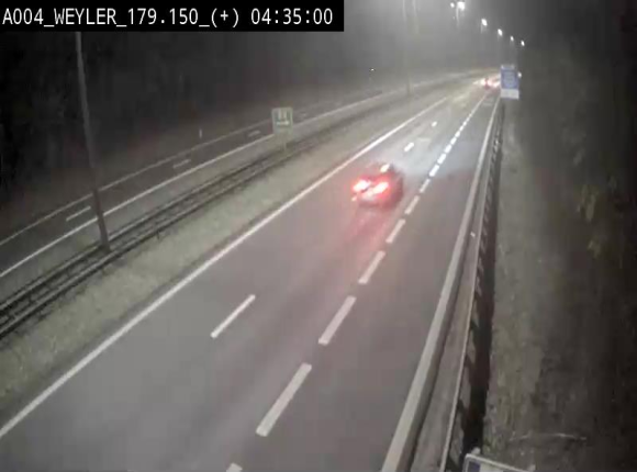 Webcam entre la sortie Arlon et la sortie Weyler sur l'E411. Vue orientée vers Luxembourg