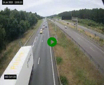 Webcam autoroute A63 en périphérie de Bordeaux au sud-est de la ville, en provenance du bassin d'Arcachon. Vue orientée vers Bordeaux