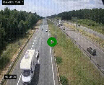 Webcam autoroute A63 en périphérie de Bordeaux au sud-est de la ville, en provenance du bassin d'Arcachon. Vue orientée vers Bordeaux