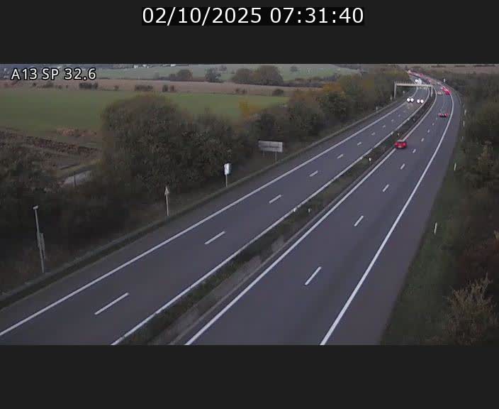 Webcam info trafic A13 à hauteur de Mondorf-les-bains. Vue orientée vers Altwies