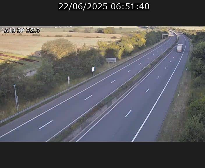 Webcam info trafic A13 à hauteur de Mondorf-les-bains. Vue orientée vers Altwies
