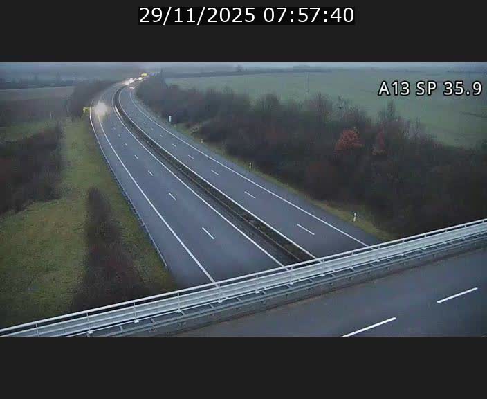 Webcam trafic sur A13 à l'entrée ouest du tunnel Markusbierg à Remerschen. Vue orientée vers Mondorf-les-Bains.