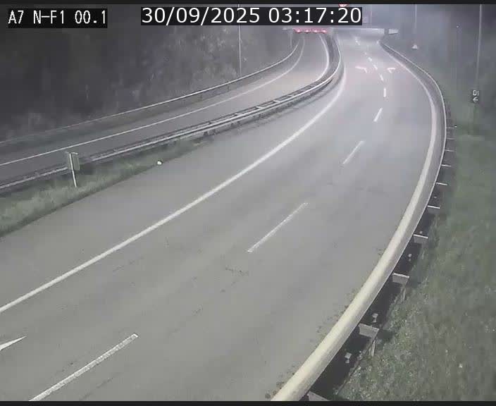 Webcam autoroute Luxembourg A7 située dans la sortie 1 Waldhof, vers la N11, avant le Tunnel Stafelter