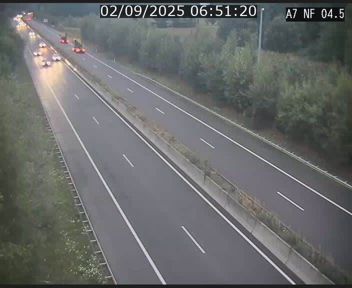 Caméra autoroute Luxembourg A7 - Passage à gibier Rëngelbour - direction Tunnel Grouft