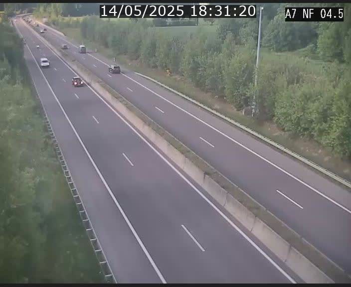 Caméra autoroute Luxembourg A7 - Passage à gibier Rëngelbour - direction Tunnel Grouft
