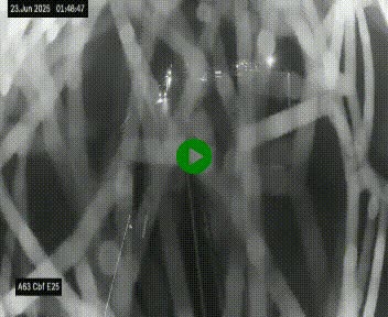 Webcam autoroute A63 en périphérie de Bordeaux au sud-est de la ville, en provenance du bassin d'Arcachon. Vue orientée vers Bordeaux