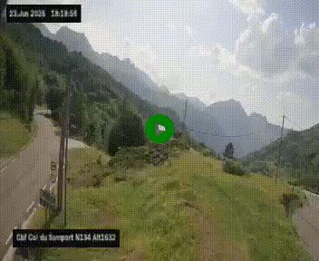 Webcam au col du Somport, côté français, sur la N134, dans les Pyrénées, en direction de l'Espagne, à 1632 mètres d'altitude