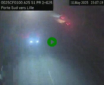 Webcam autoroute A25 sur le périphérique de Lille à hauteur de Lille-Sud et la sortie 3 Faches-Thumesnil. Vue orientée vers Lille-Centre.