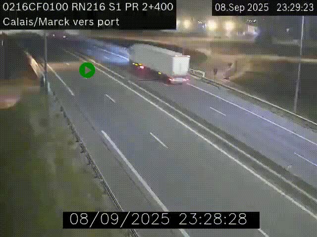 Webcam à Calais sur A216 (N216) en direction du port (harbour) de Calais.