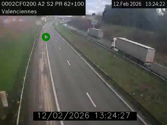 Webcam autoroute A2 à Valenciennes. Vue orientée vers Maubeuge et Mons (Belgique)