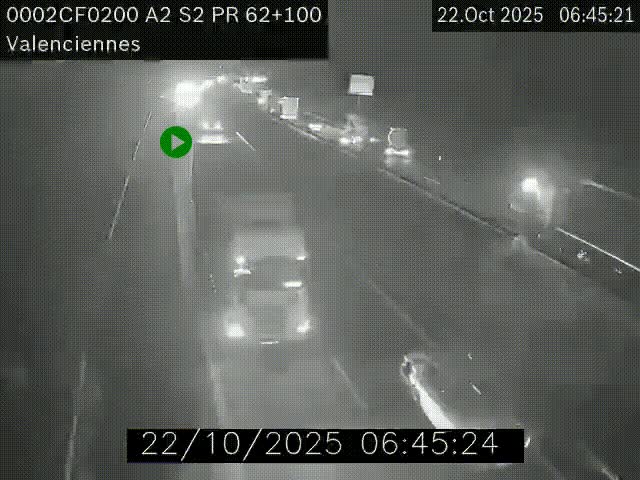 Webcam autoroute A2 à Valenciennes. Vue orientée vers Maubeuge et Mons (Belgique)