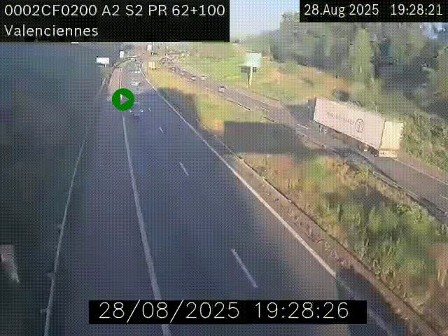 Webcam autoroute A2 à Valenciennes. Vue orientée vers Maubeuge et Mons (Belgique)