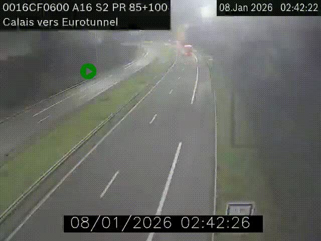 Webcam A16 à Calais en direction du Tunnel sous la Manche (Eurotunnel)