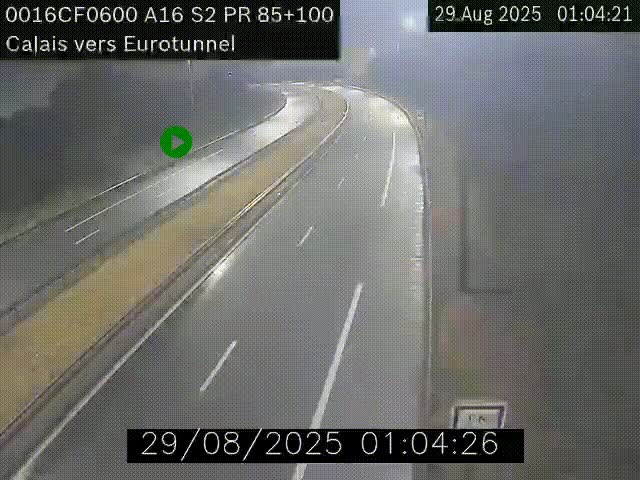 Webcam A16 à Calais en direction du Tunnel sous la Manche (Eurotunnel)