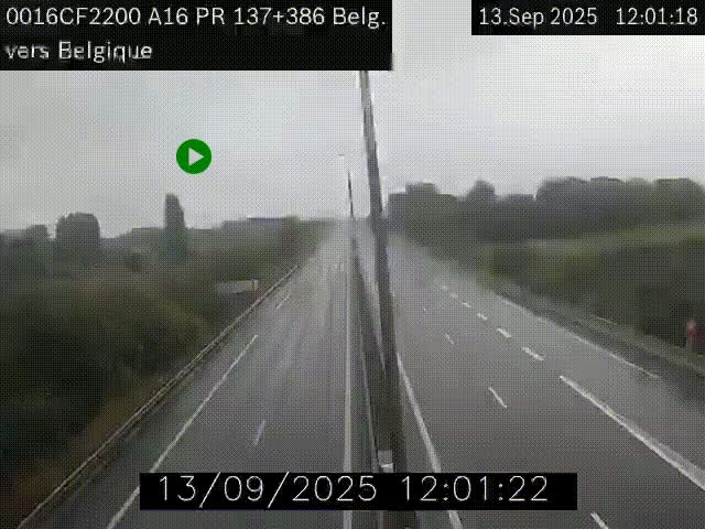 Webcam à la frontière franco-belge au niveau de Bray-Dunes/De-Panne sur l'autoroute A16. Vue orientée vers la Belgique