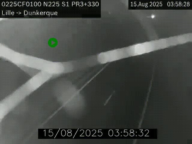 Webcam autoroute A25 (N225) à hauteur de Bergues (Bierne). Vue orientée vers Dunkerque.